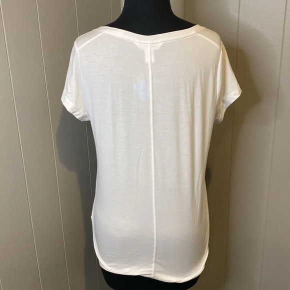 Athleta Extra Small White T Shirt Short Sleeve Uneven Hem - Picture 4 of 6
